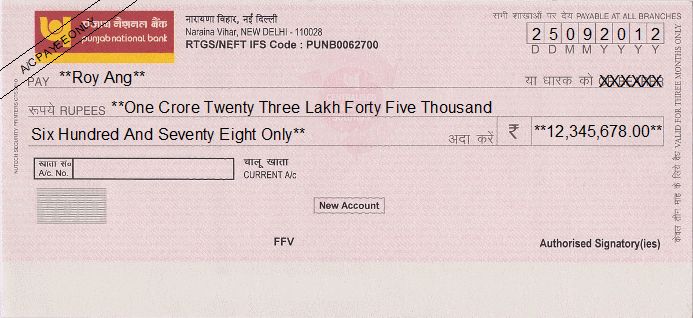 How to fill cheque for self