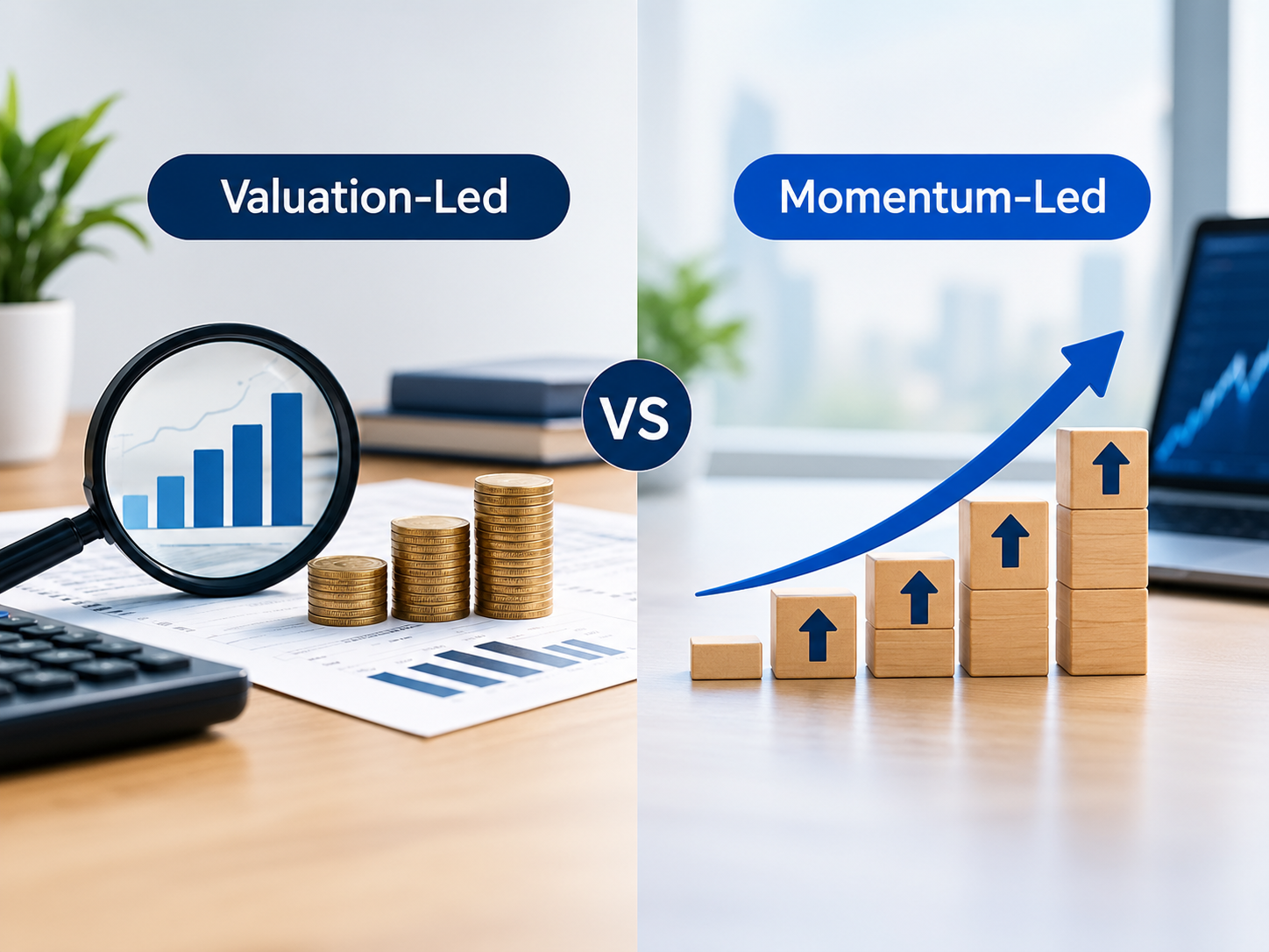 valuation-led vs momentum-led comparison visual